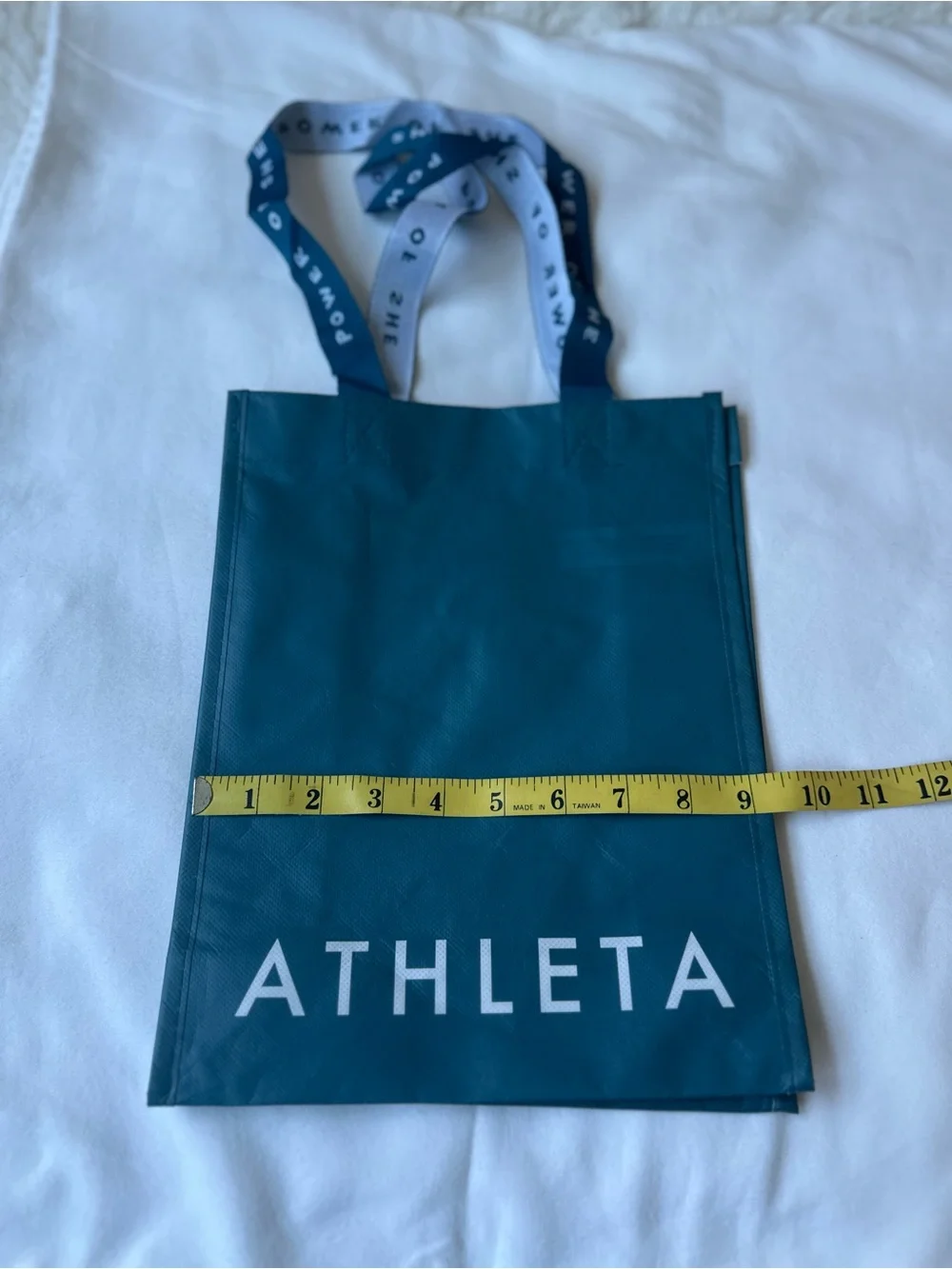ATHLETA Power of She Teal Green Reusable Shopping Tote Bag Logo Gym Shopper